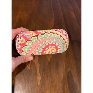 Vera Bradley Capri Hard Eye Glasses Sunglasses Case Pink and Green Paisley EUC